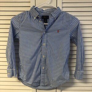 Ralph Lauren Polo Size 6 Blue & White Gingham Button Up Shirt